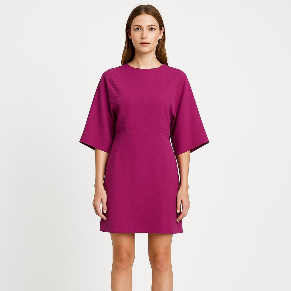 C/MEO Collective Purple Crew Neck 3/4 Dolman Sleeve Mini Sheath Dress Size M